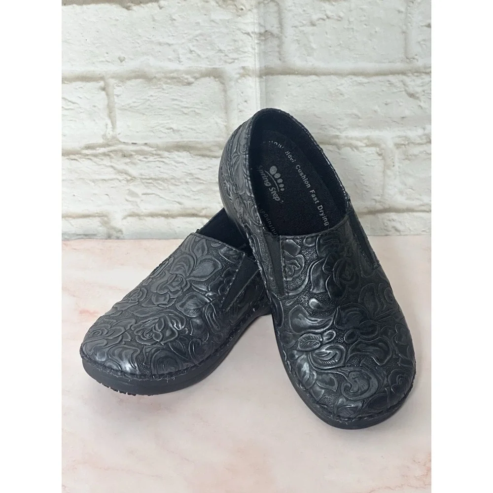 Spring Step‎ Professional Manila slip-on shoes in black embossed leather (6M)
